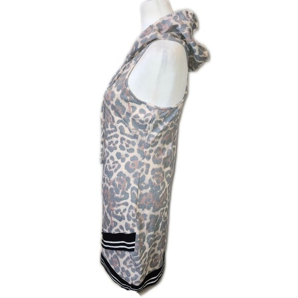 Venus Sleeveless Hoodie Mini Dress With Criss Cross Elastic Waistband, Small - Picture 3 of 7